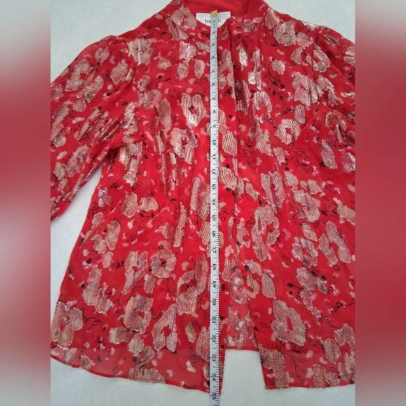 Ba&sh/ Tanama Printed Silk Blend Blouse/ Red and Metallic Gold/ Size US XS - Picture 9 of 15